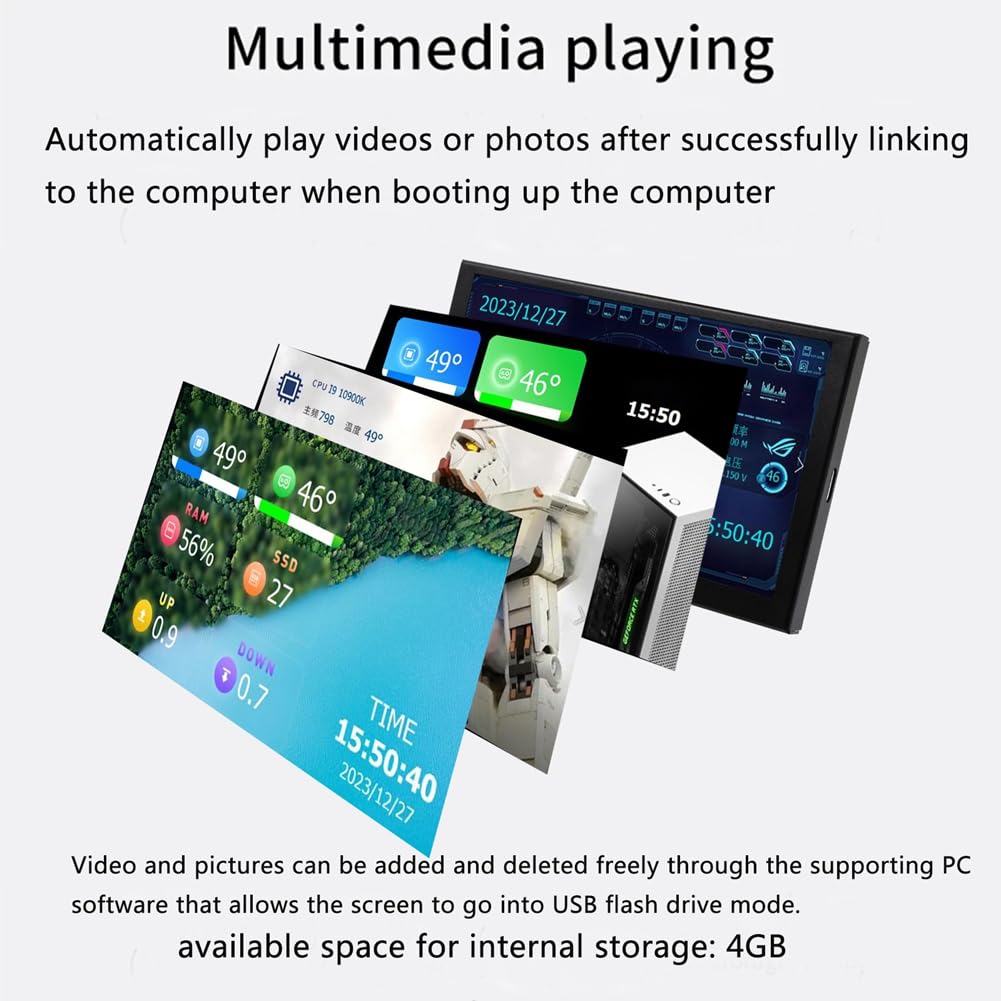 5 Inch IPS USB Portable Secondary LCD Monitor for Laptop & Computer - Dynamic Display Sub-Screen for Multitasking, Gaming, and Office Work