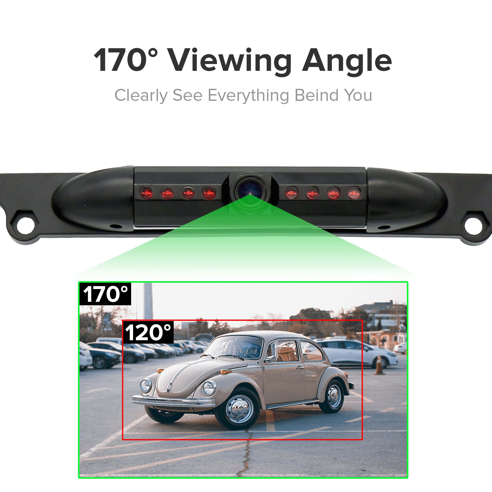 Master Tailgaters Universal Full License Plate Frame Backup/Front Camera - 8 IR LED Night Vision, IP68 Waterproof, 170° Wide Angle, Metal Construction with Parking Grid Lines - Perfect for Cars, Trucks & SUVs Parking Assistance & Night Driving Safety
