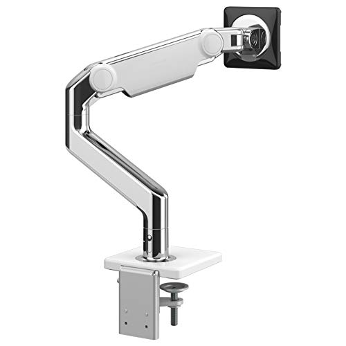 Humanscale M8.1 Adjustable Monitor Arm - Dual Piece Clamp Mount & Base, Polished Aluminum (M81CMWBTB) | Ergonomic Computer Monitor Stand for Home & Office Workstations