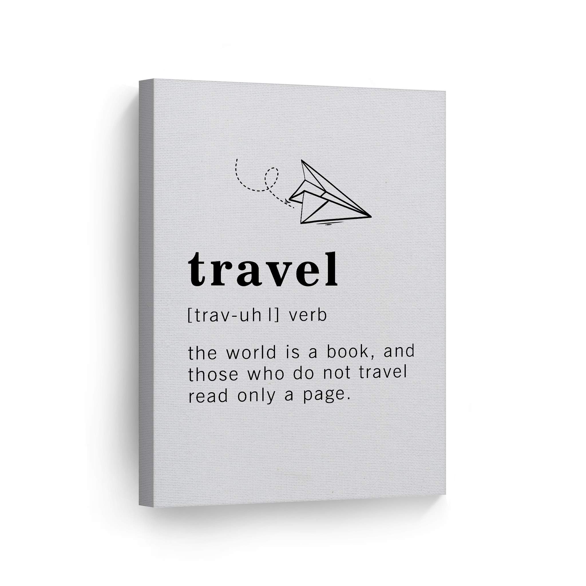 Funny Travel Definition Canvas Print - Inspirational Quote Wall Art for Office, Living Room, Bedroom & Bathroom Decor | Ready to Hang 40x30 | Made in USA | Perfect Gift for Travel Lovers & Home Decoration