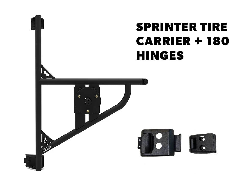 Flatline Van Co Rear Tire Carrier for 2019+ Mercedes Benz Sprinter Vans | Heavy-Duty Spare Tire Mount | Off-Road & Overlanding Accessories for Adventure Vehicles