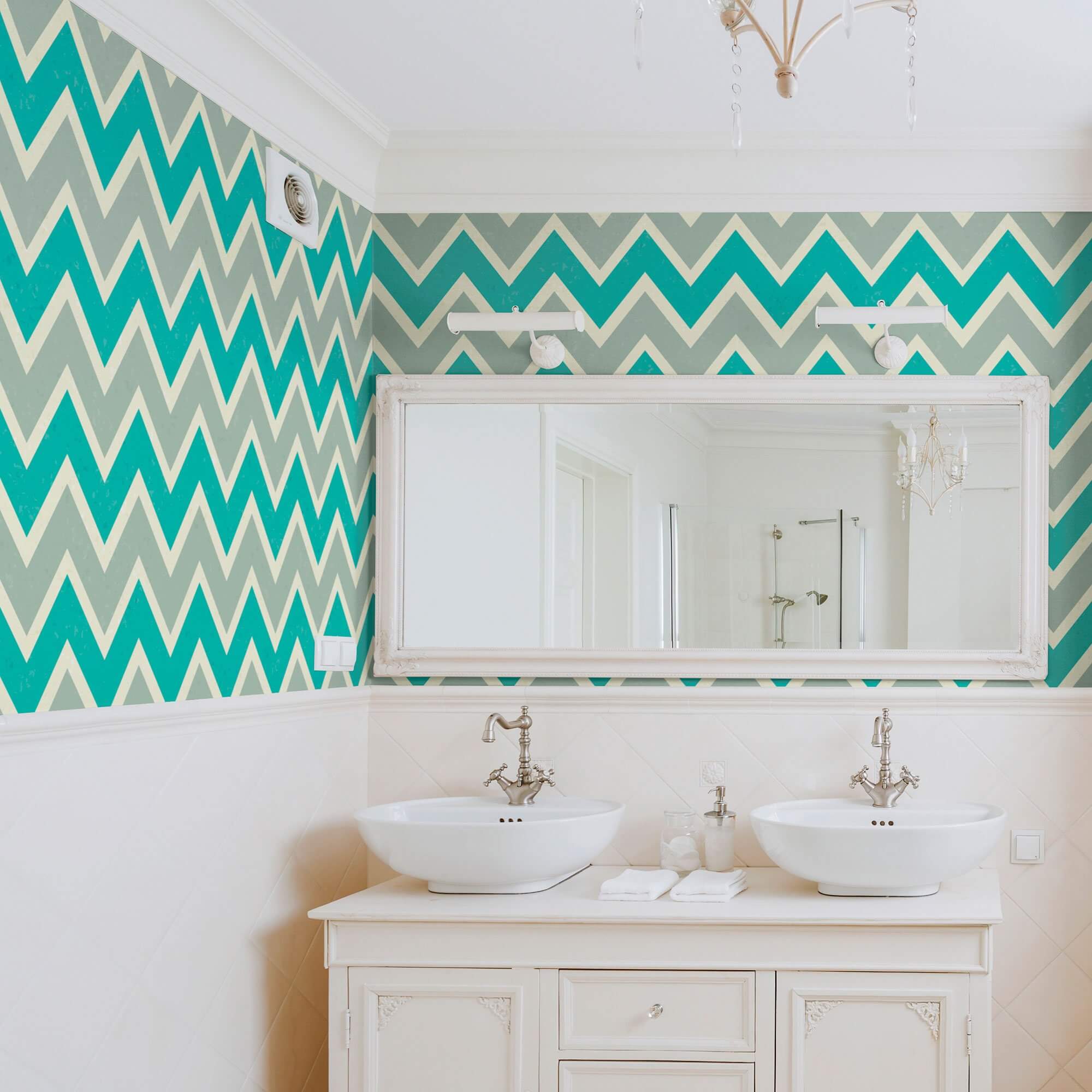 Blue Chevron Peel and Stick Removable Wallpaper - Self-Adhesive Decorative Wall Covering for Bedroom, Living Room & Office - Easy to Apply & Remove - Pattern 0869
