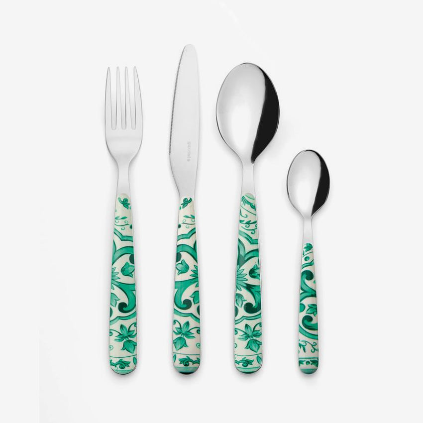 Guzzini Blues 24-Piece Stainless Steel Cutlery Set - Knife Fork Spoon Set for Dining, Kitchen & Entertaining - Dishwasher Safe Flatware for Home & Restaurant Use