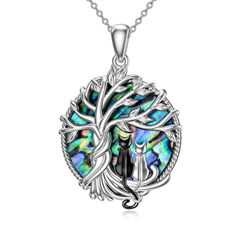 2 Cats(Black And Silver)-Abalone Shell-02-A