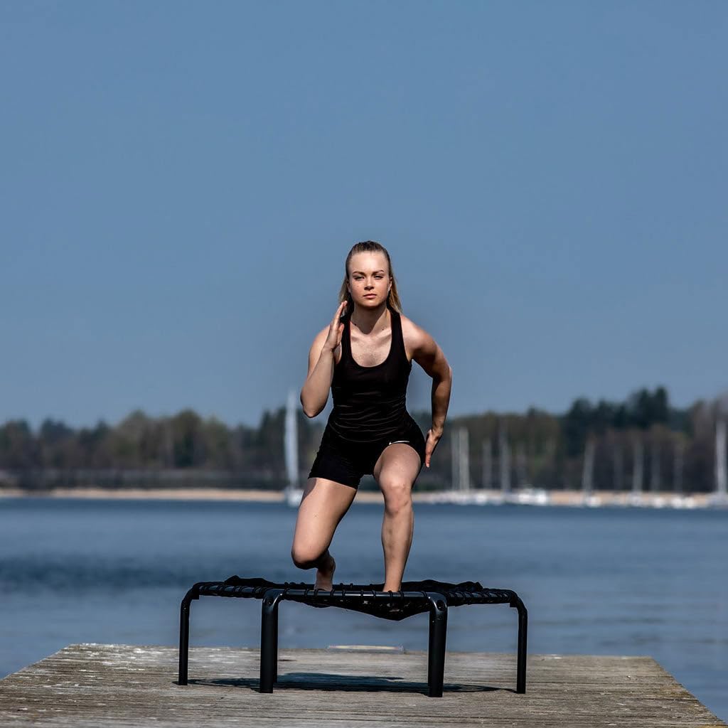 Acon FIT 55-Inch Hexagonal Trampoline - Black Mini Fitness Rebounder for Home Workouts, Kids Play & Low-Impact Exercise