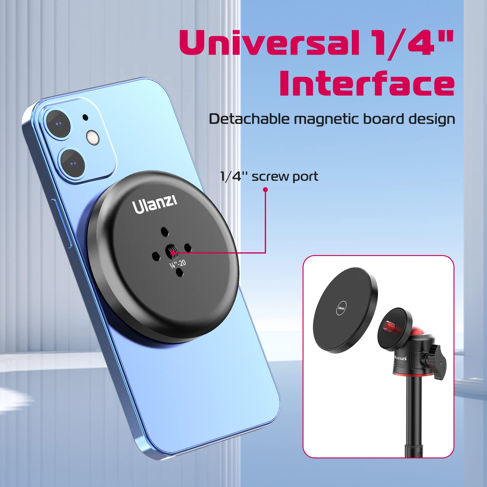 ULANZI Magnetic Phone Tripod Stand with 360° Ball Head - Portable Extendable Selfie Stick & Grip Compatible with iPhone 16/15/14/13/12 & MagSafe Cases | Perfect for Vlogging, Travel, Live Streaming & Hands-Free Video Calls