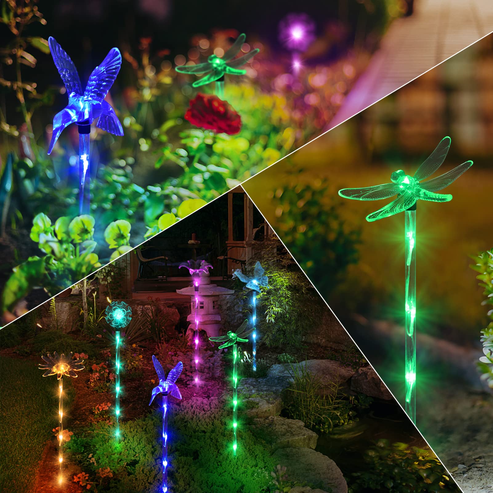 6 Pack Waterproof Solar Garden Lights - Outdoor Pathway Decor with 8 Lighting Modes for Yard, Patio, Flower Beds & Home Decoration | Solar Powered Landscape Lighting for Driveway, Walkway & Garden Decor