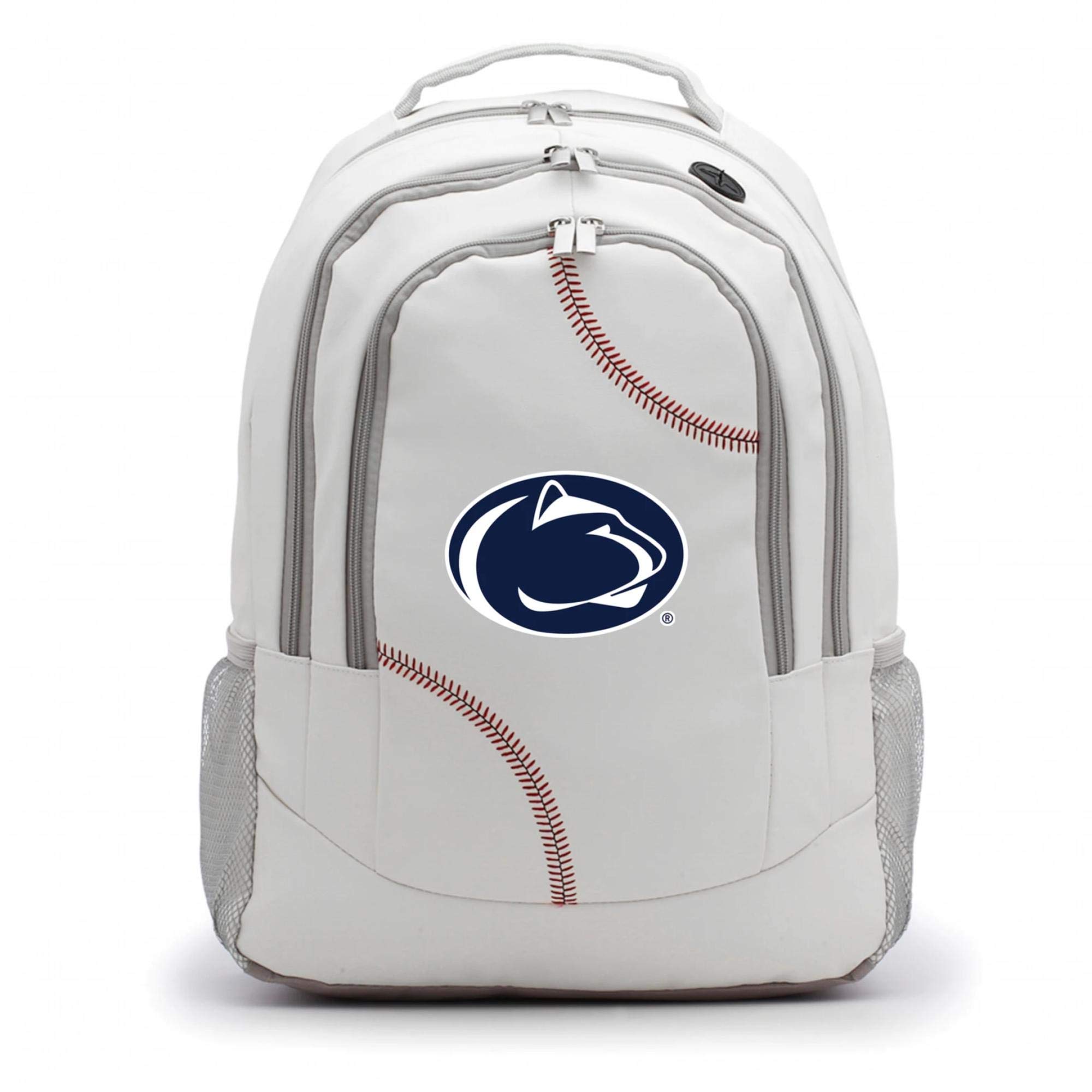 Penn State Nittany Lions Genuine Leather Baseball Backpack - Official College Team Logo - Durable White Backpack for School, Travel & Sports Fans
