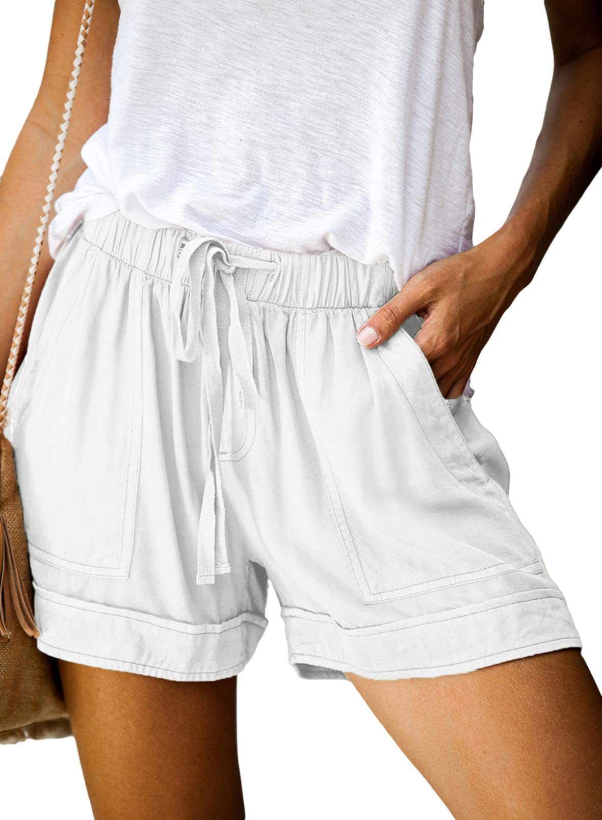 Dokotoo Women's Comfortable Casual Shorts with Elastic Waistband & Pockets - Perfect for Summer, Travel, Yoga, and Lounge Wear