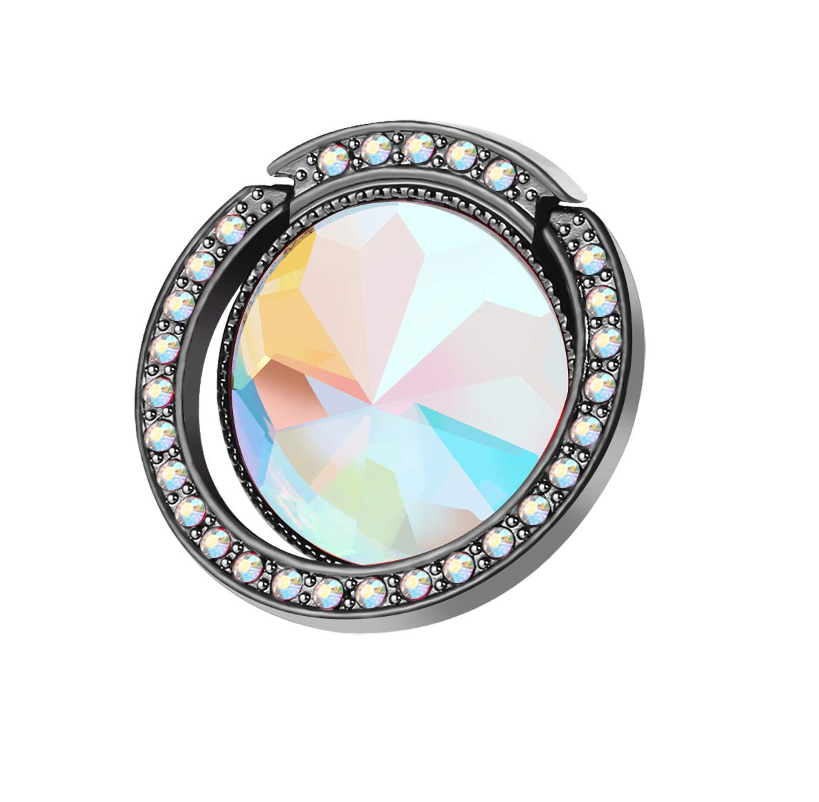 Lenoup Glitter Bling Bling Phone Ring Holder with Sparkle Artificial Diamond Kickstand, Crystal Rhinestone Cell Phone Finger Ring Grip for Girls and Women (Black) - Perfect for Selfies, Videos, and Secure Grip