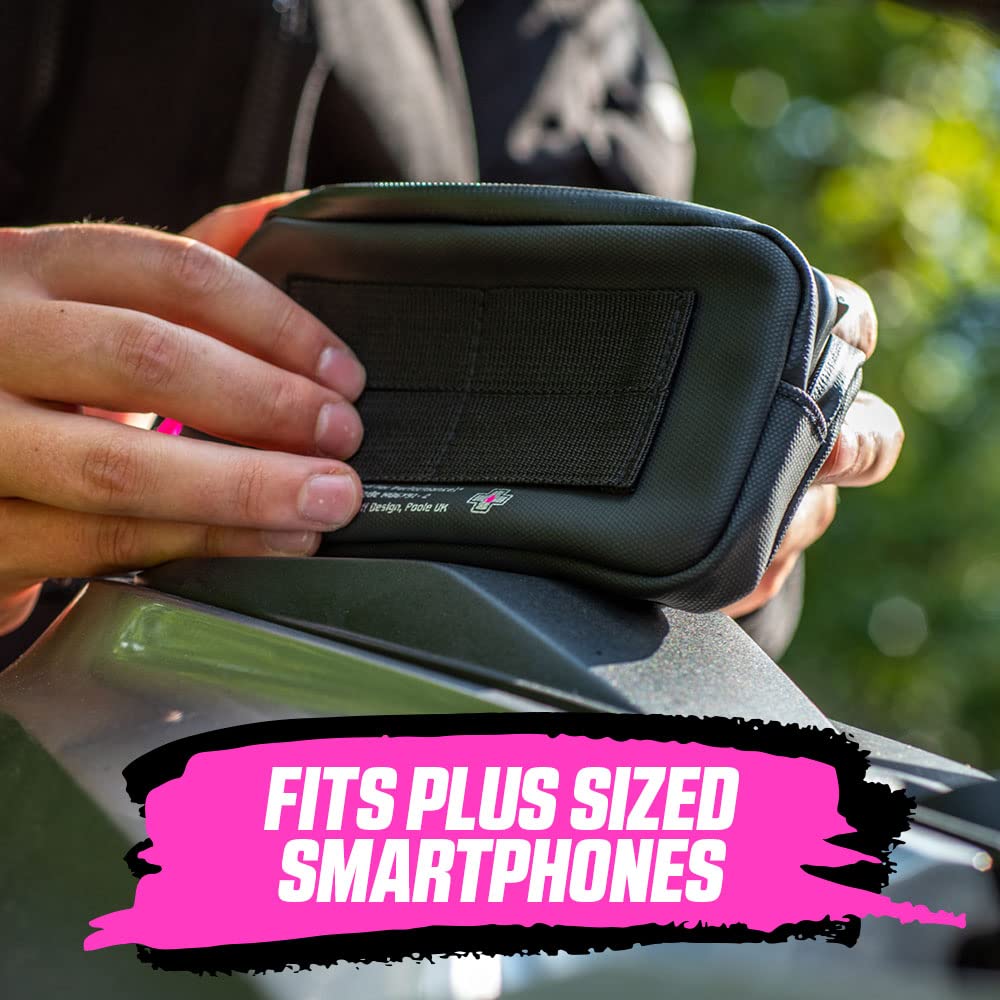 Muc-Off Waterproof Bike Essentials Case - Black Cycling Phone Pouch with Zipper for Storing Phone, Tools & Accessories | Perfect for Mountain Biking, Commuting & Outdoor Adventures