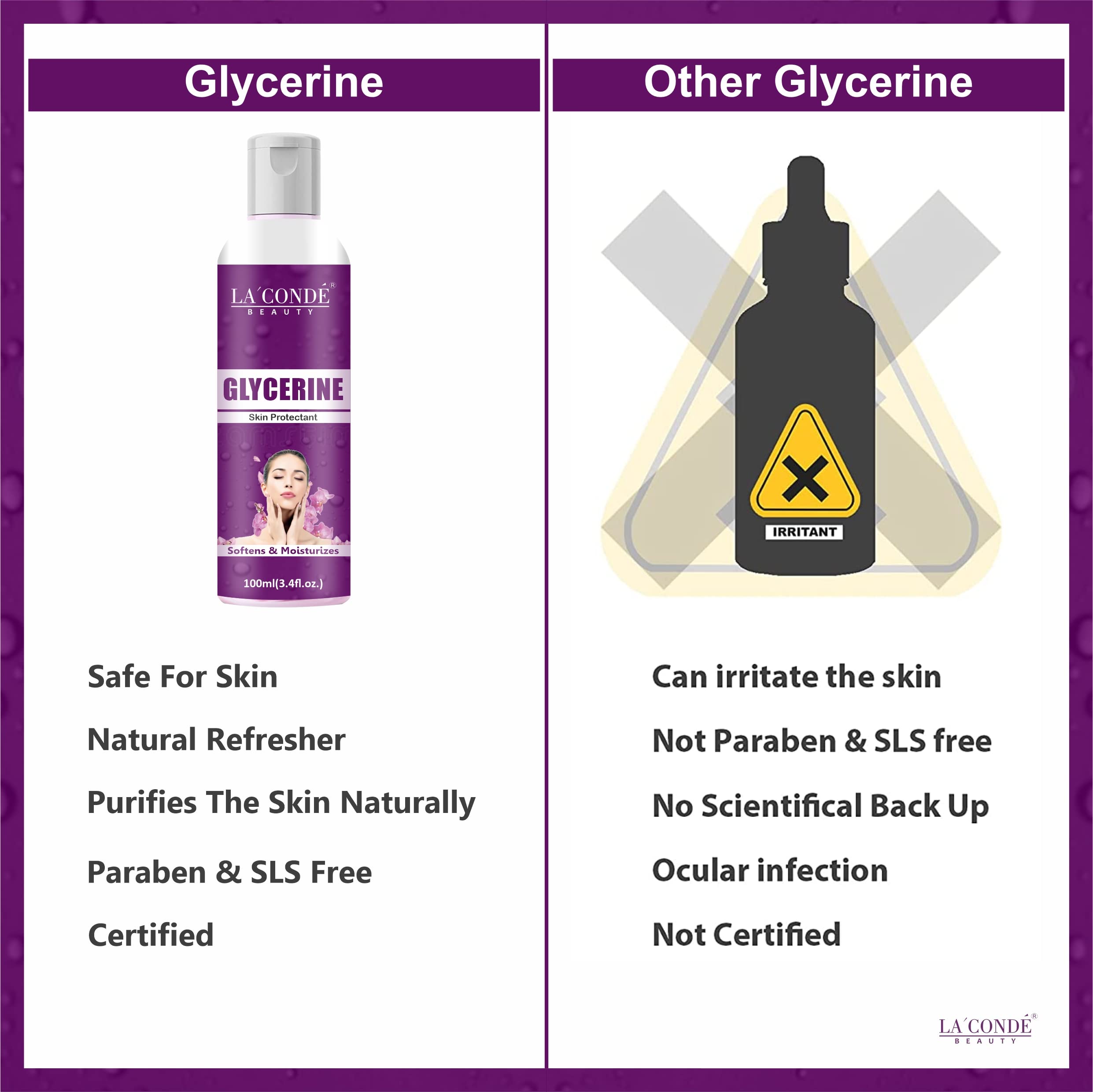 100% Pure Natural Glycerin for Face & Skin - Hypoallergenic Moisturizer, Cleanser | Chemical-Free, Vegan, All Skin Types | Hydrates Dry Skin, Soothes Irritation | Pack of 2 (200ml Total) - Perfect for Daily Skincare Routine, DIY Beauty Products & Sensitive Skin Care
