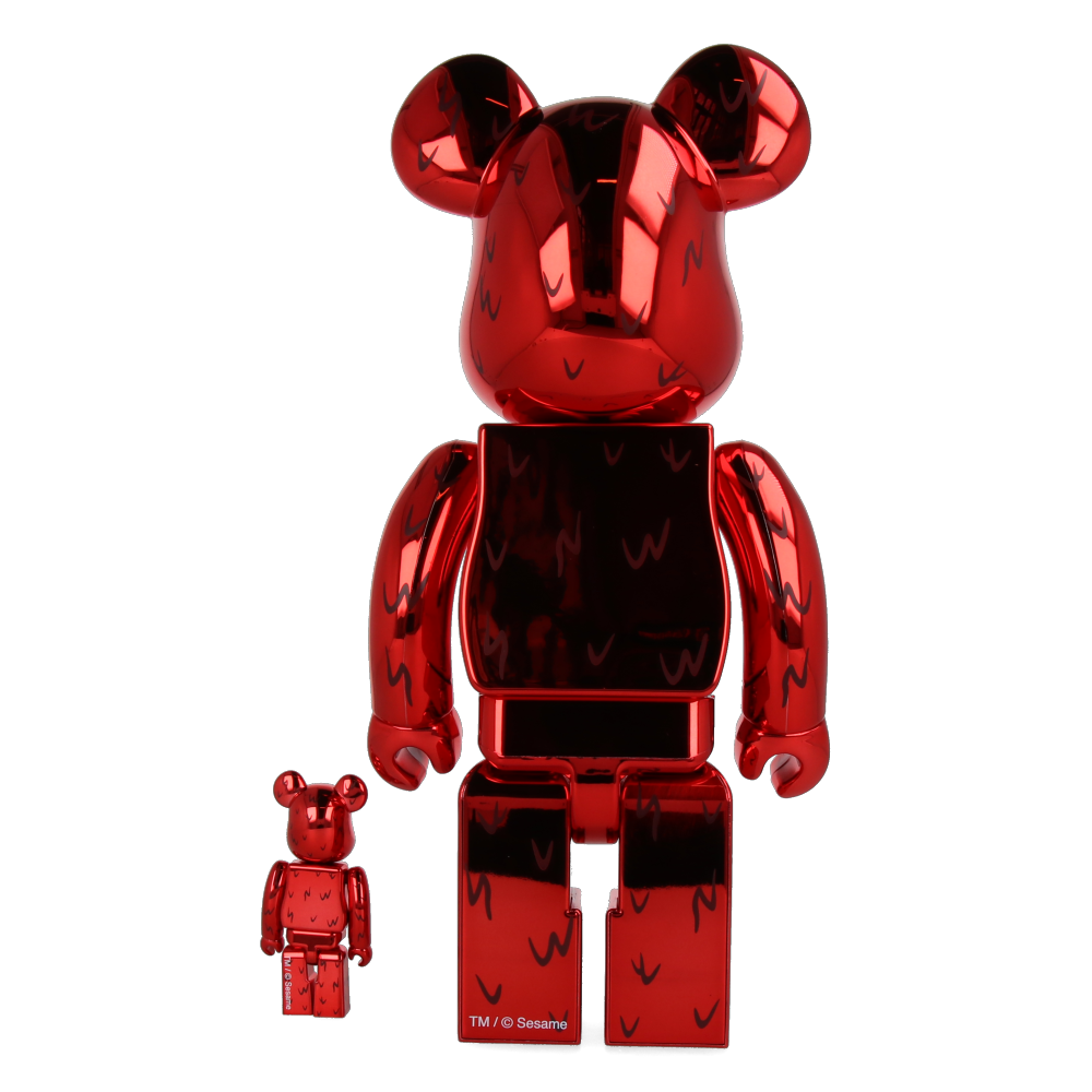 400% + 100% Bearbrick Elmo Chrome Version Collectible Toy Figure - Perfect for Display, Gifts, and Anime Collections