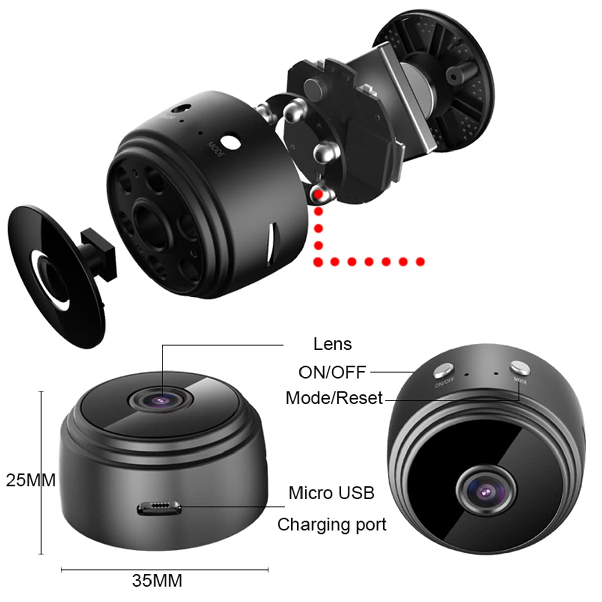 1080p HD Mini WiFi Hidden Camera with Audio - Wireless Nanny Cam for Home Security, Indoor Surveillance, Wide Angle Remote View, Motion Detection & Night Vision | Perfect for Baby Monitoring, Pet Watching & Office Security