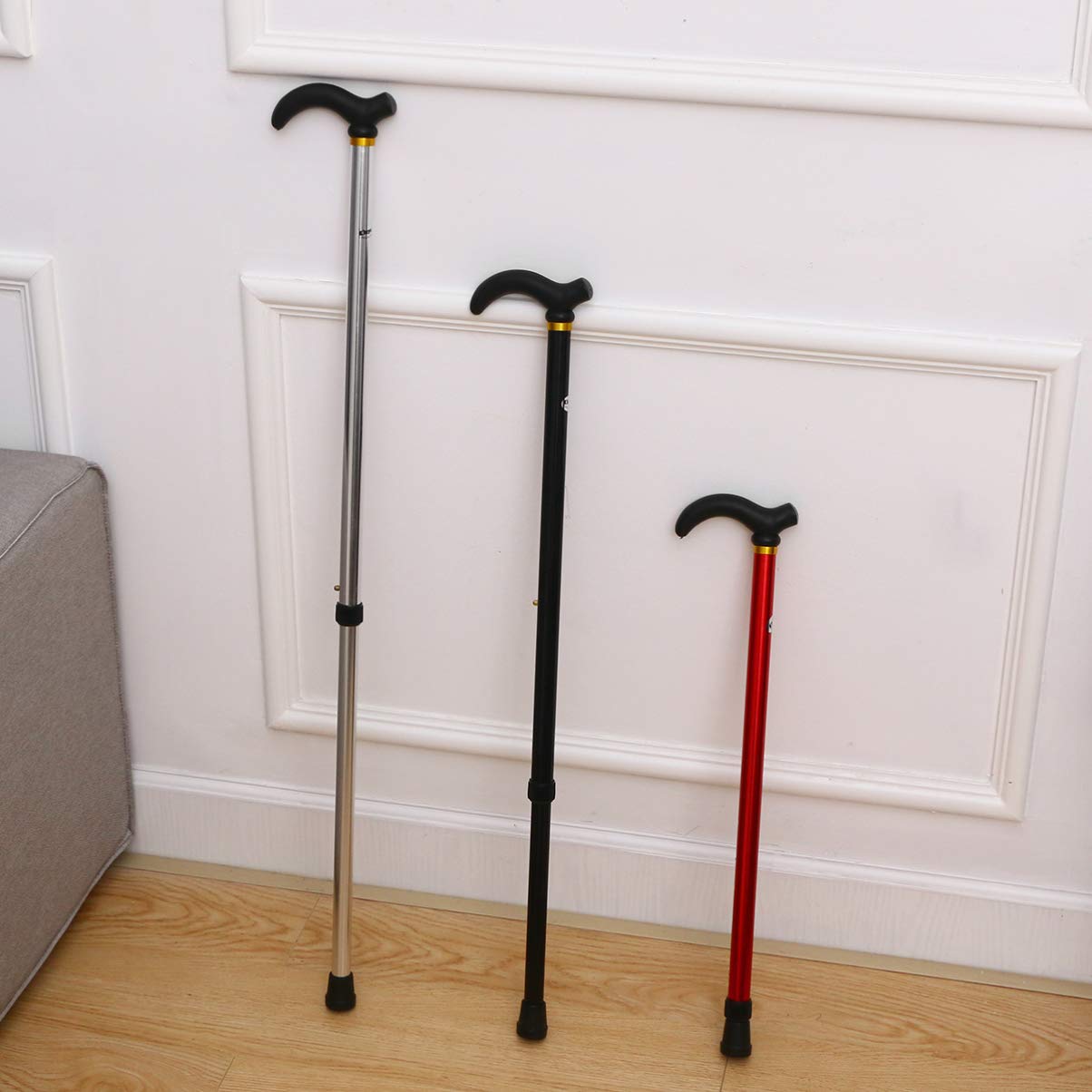 EXCEART Adjustable Walking Cane for Men & Women - Telescopic Aluminum Alloy 2-Section Cane with Comfortable Handle (Red) - Ideal for Seniors, Hiking, Travel & Injury Recovery
