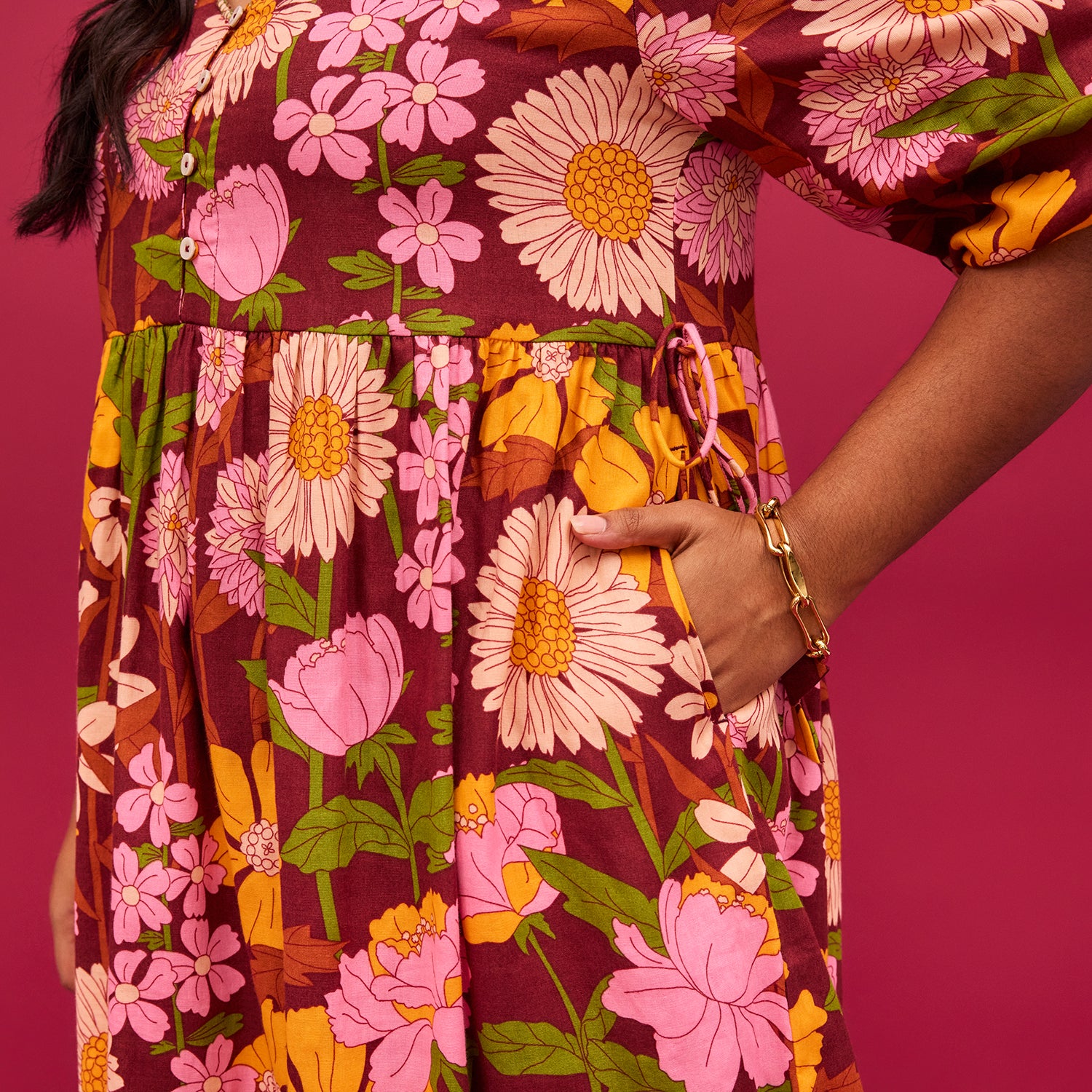 Elegant Benita 3/4 Sleeve Maxi Dress for Women - Flowy Long Boho Dress with Side Pockets - Perfect for Summer, Beach, Vacations & Casual Outings