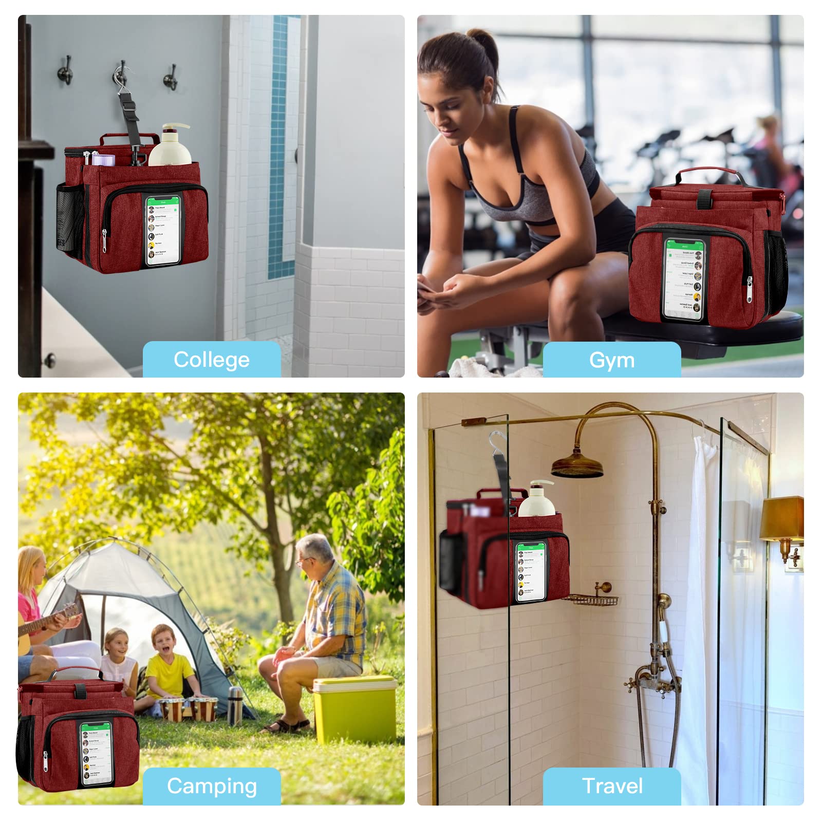Bukere Portable Shower Caddy - Waterproof Hanging Toiletry Bag for Travel, College Dorm, Gym & Camp | Compact Shower Organizer with Multiple Pockets | Perfect for Students, Outdoor Adventures & Daily Use
