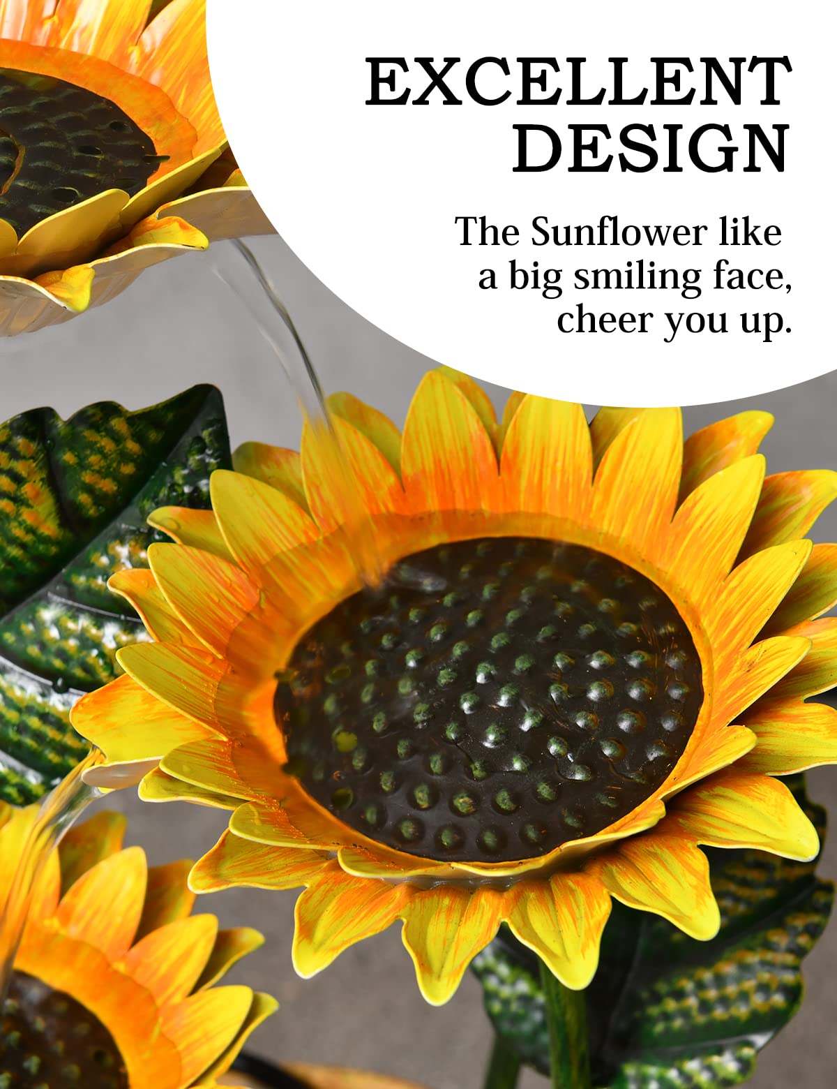 6-Tier Cascading Sunflower Water Fountain - 33.8