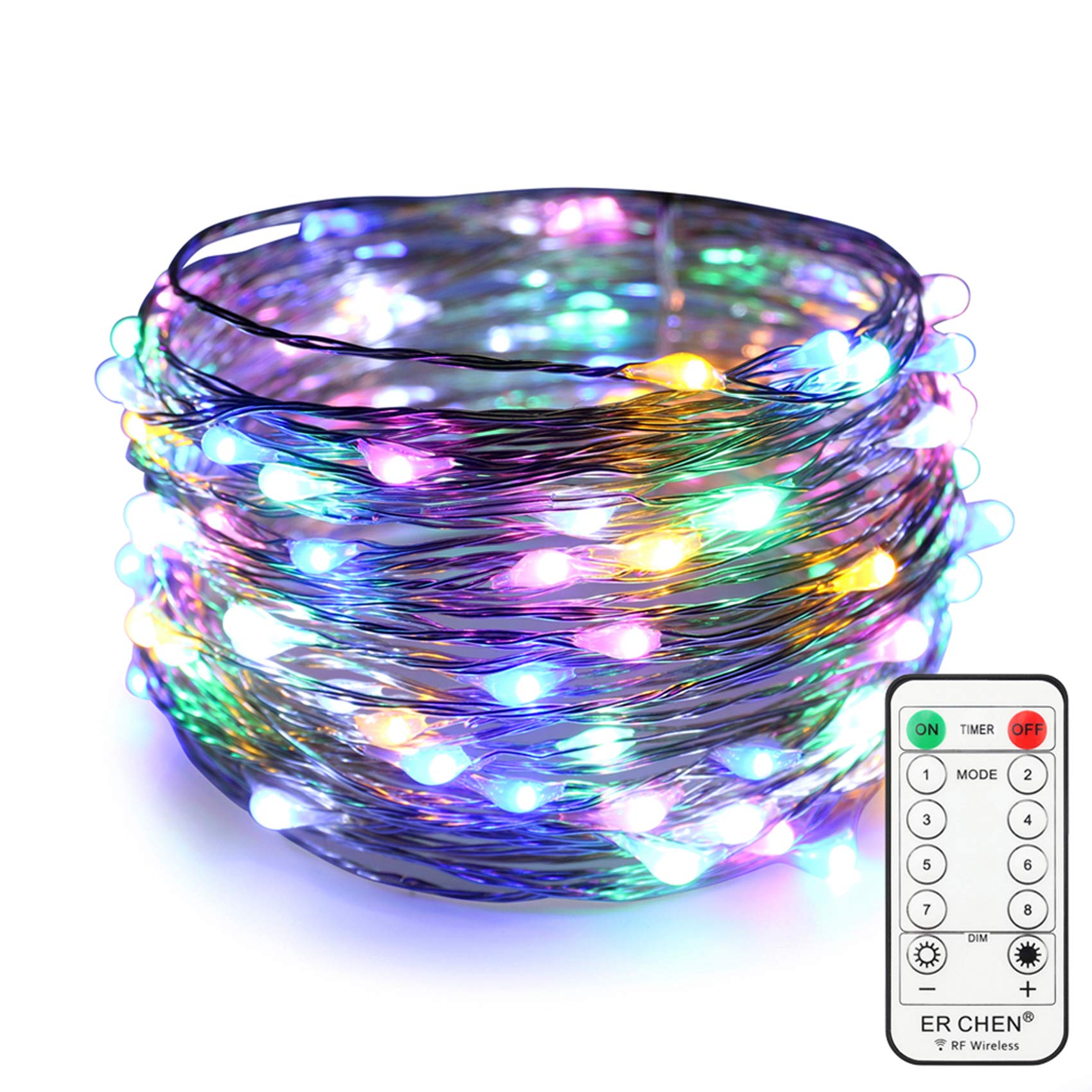 100 LED Fairy String Lights - 33ft Dimmable Starry Lights with Remote Control, Waterproof Copper Wire for Indoor & Outdoor Christmas Decorations | Bedroom, Patio, Garden, Party (Multicolor) - Perfect for Holiday Decor, Wedding, Birthday & Cozy Ambiance