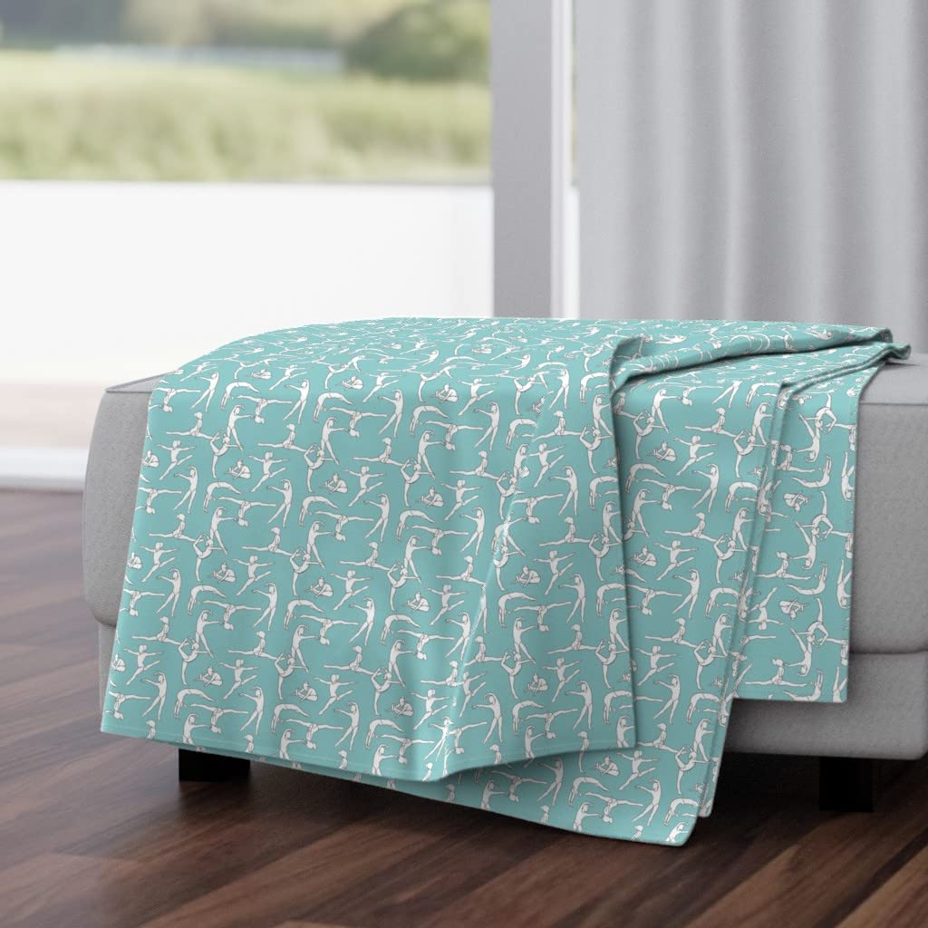 Soft Plush Minky Throw Blanket 50x70 Inches - Light Blue Gymnastics Sports Design for Women | Cozy Gift for Athletes, Yoga, Home Decor & Couch