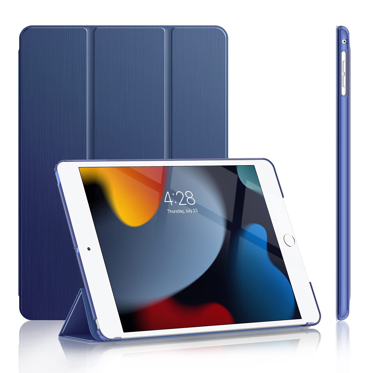 Soke Premium Protective Hard PC Case for iPad 6th/5th Generation (2018/2017) & 9.7-Inch iPad Air 2/Air 1 - Slim Trifold Stand with Auto Wake/Sleep - Navy Blue | Perfect for Work, Study & Travel Protection