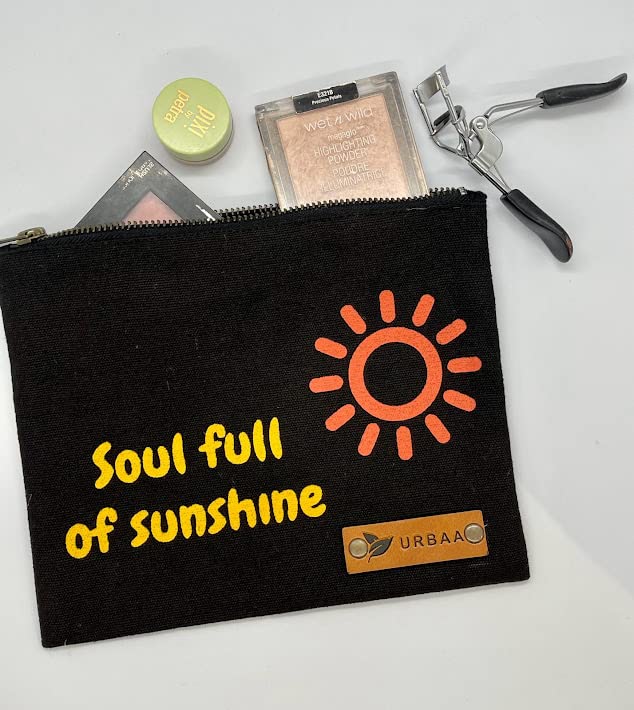 Black Canvas Zipper Pouch for Travel - Waterproof Makeup & Jewelry Organizer Bag - Perfect for Toiletries, Accessories & Small Essentials Storage