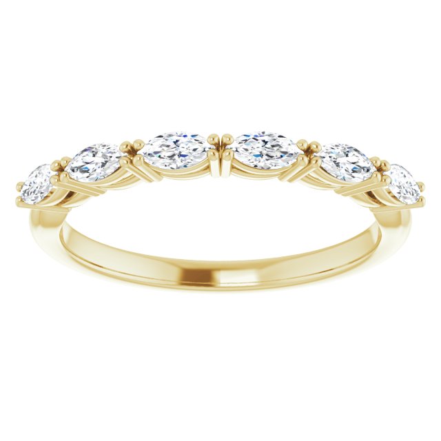 0.60 Carat East West Marquise Diamond Open Gallery Wedding Band - Elegant Stackable Ring for Bridal Sets & Anniversary Gifts