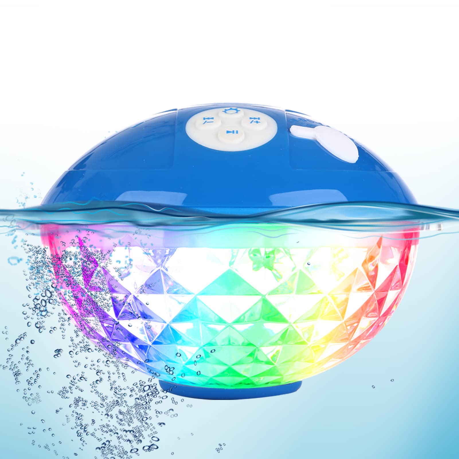 Floatable Bluetooth Pool Speaker - IPX7 Waterproof Wireless Shower Speaker with Colorful LED Lights, Built-in Mic & Loud Stereo Sound | Perfect for Hot Tubs, Beach Parties, Travel & Outdoor Adventures