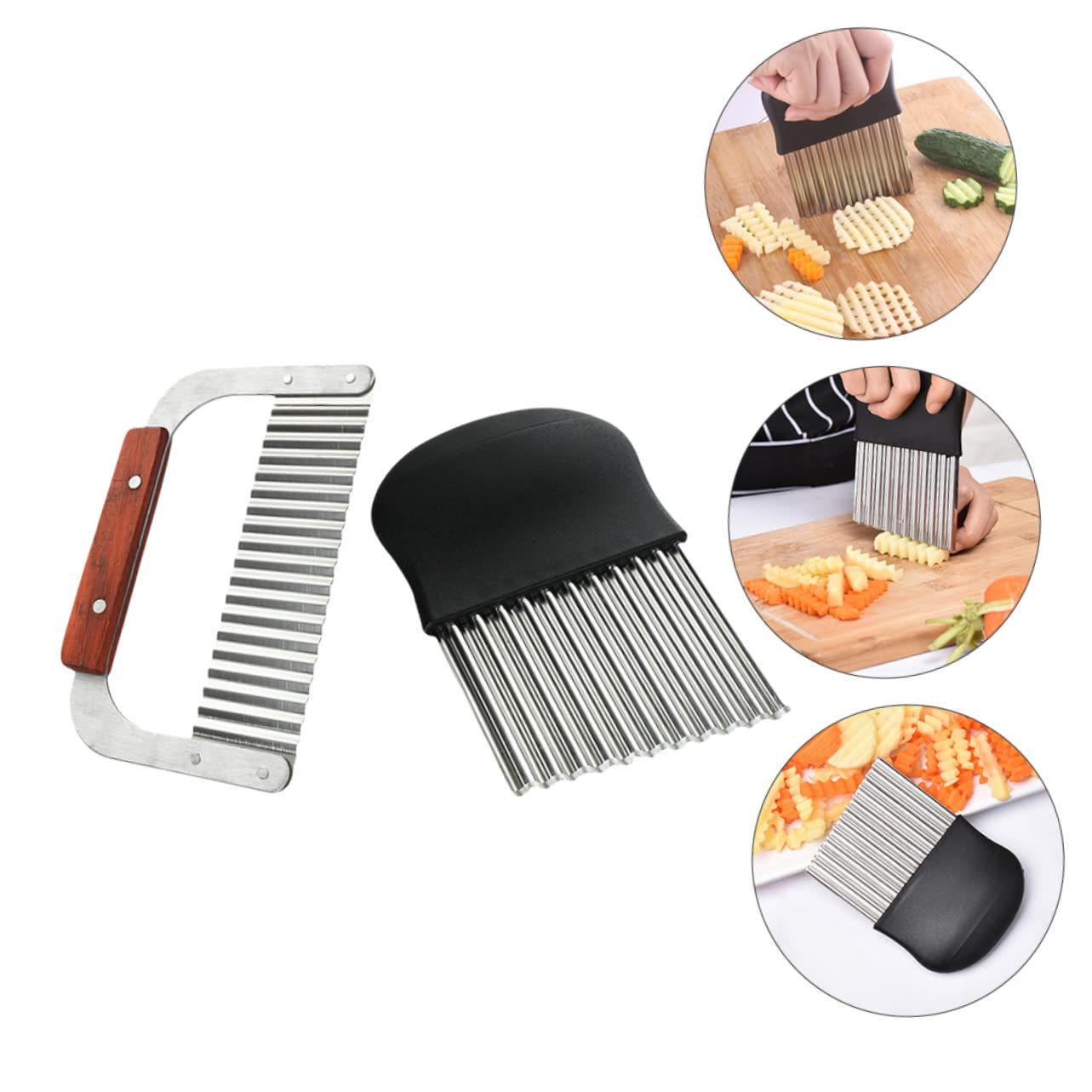 2-Pack Stainless Steel Wavy Potato Cutter - Crinkle Cut French Fry Slicer & Creative Potato Grater for Homemade Chips, Hash Browns, and Baby Food - Perfect for Kitchen, Restaurants, and Meal Prep