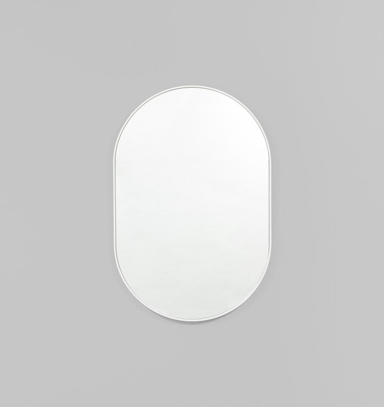 MIDDLE OF NOWHERE Bjorn Oval Mirror - White 50x75cm - Elegant Wall Decor for Living Room, Bedroom & Entryway