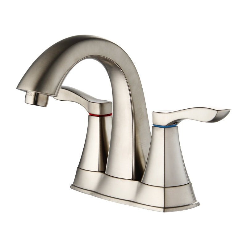 4 Inch Centerset 2-Hole Double Handle Deck Mount Bathroom Sink Faucet with Pop-Up Drain in Brushed Nickel - Perfect for Modern Bathroom Vanities and Powder Rooms