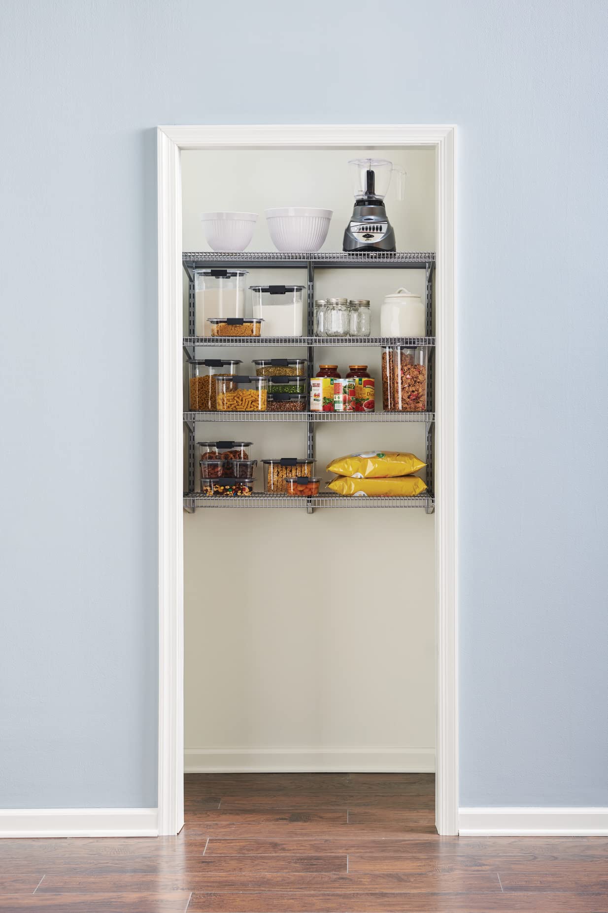 Rubbermaid 36-Inch Pantry Organizer Kit - Closet Storage System in Satin Nickel Finish | Perfect for Kitchen, Bathroom & Bedroom Organization