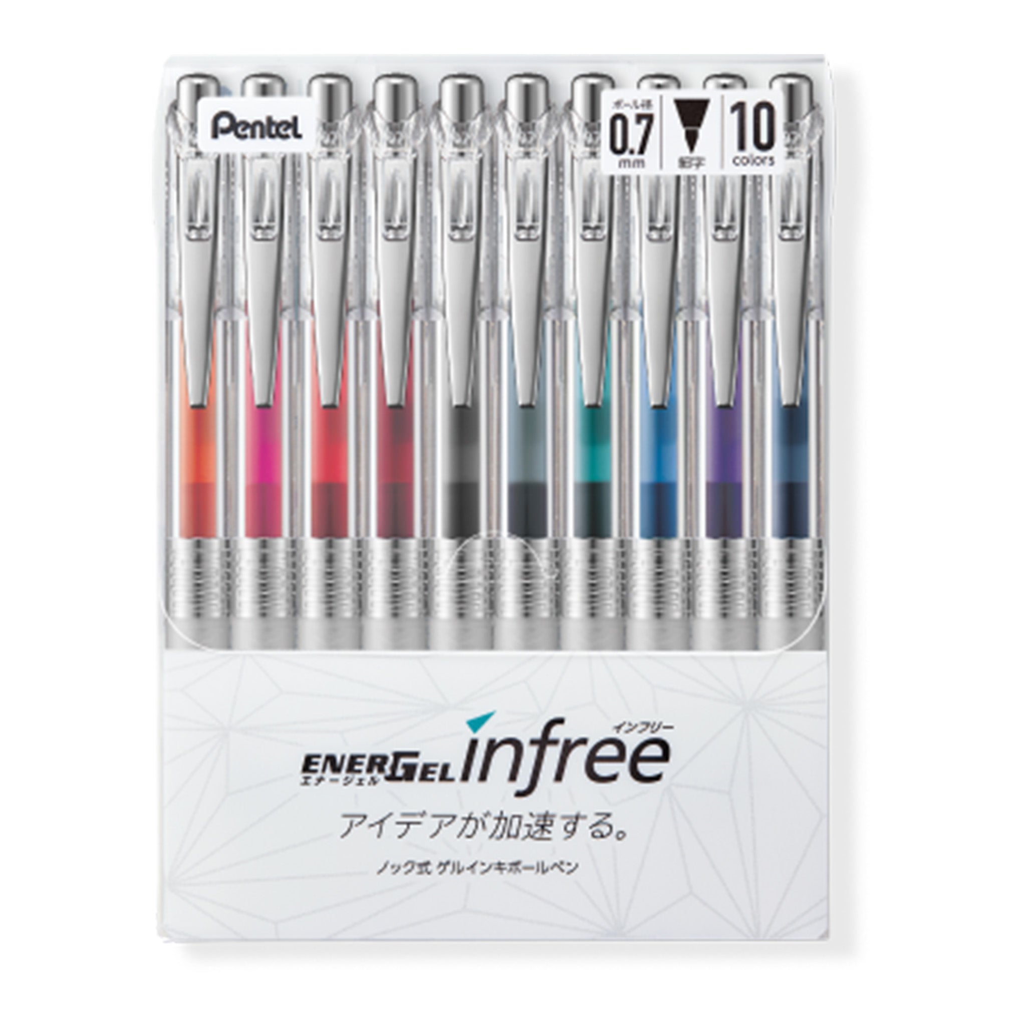 Pentel Energel Infree Gel Ink Pen Set - 10 Vibrant Colors for Smooth Writing - Perfect for Office, School, Note Taking & Journaling