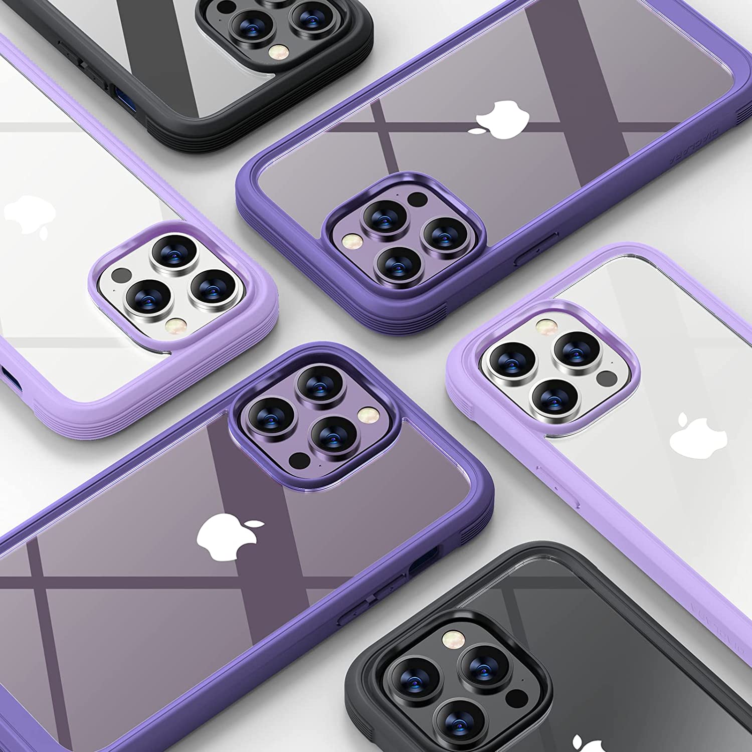 iPhone 14 Pro Case 6.1 Inch Shockproof Full Body Protective Cover with 2 Pack Camera Bumper - Royal Purple for Outdoor, Travel and Daily Use
