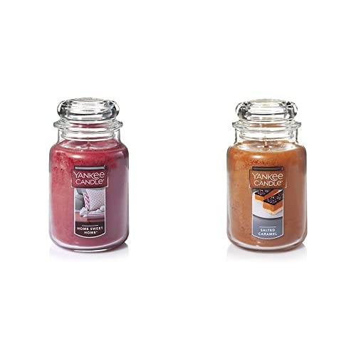 Yankee Candle Large Jar Candle - Salted Caramel & Home Sweet Home Scented Candles for Home Decor, Relaxation & Aromatherapy | Perfect for Living Room, Bedroom & Gift Giving