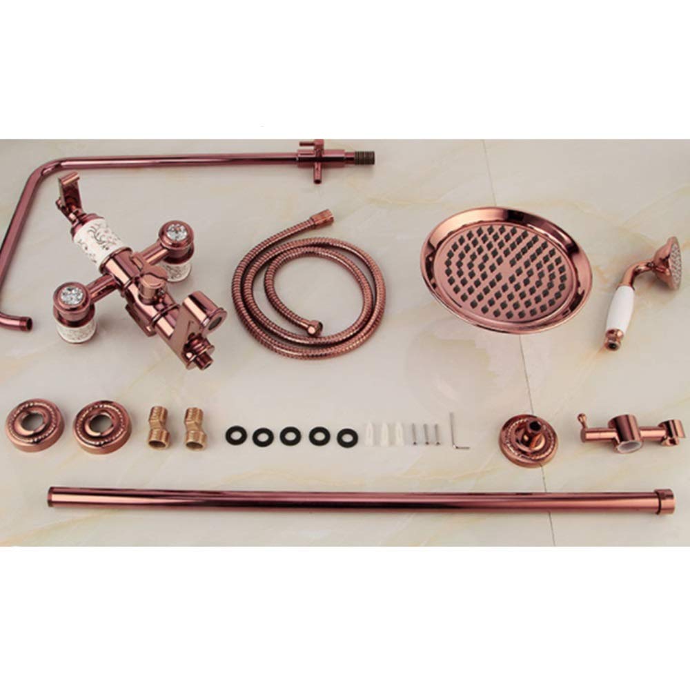 Vintage Antique Brass Shower Faucet Set - Wall Mounted Thermostatic Shower System for Bathtub - Perfect for Classic Bathroom Renovation & Spa-Like Shower Experience