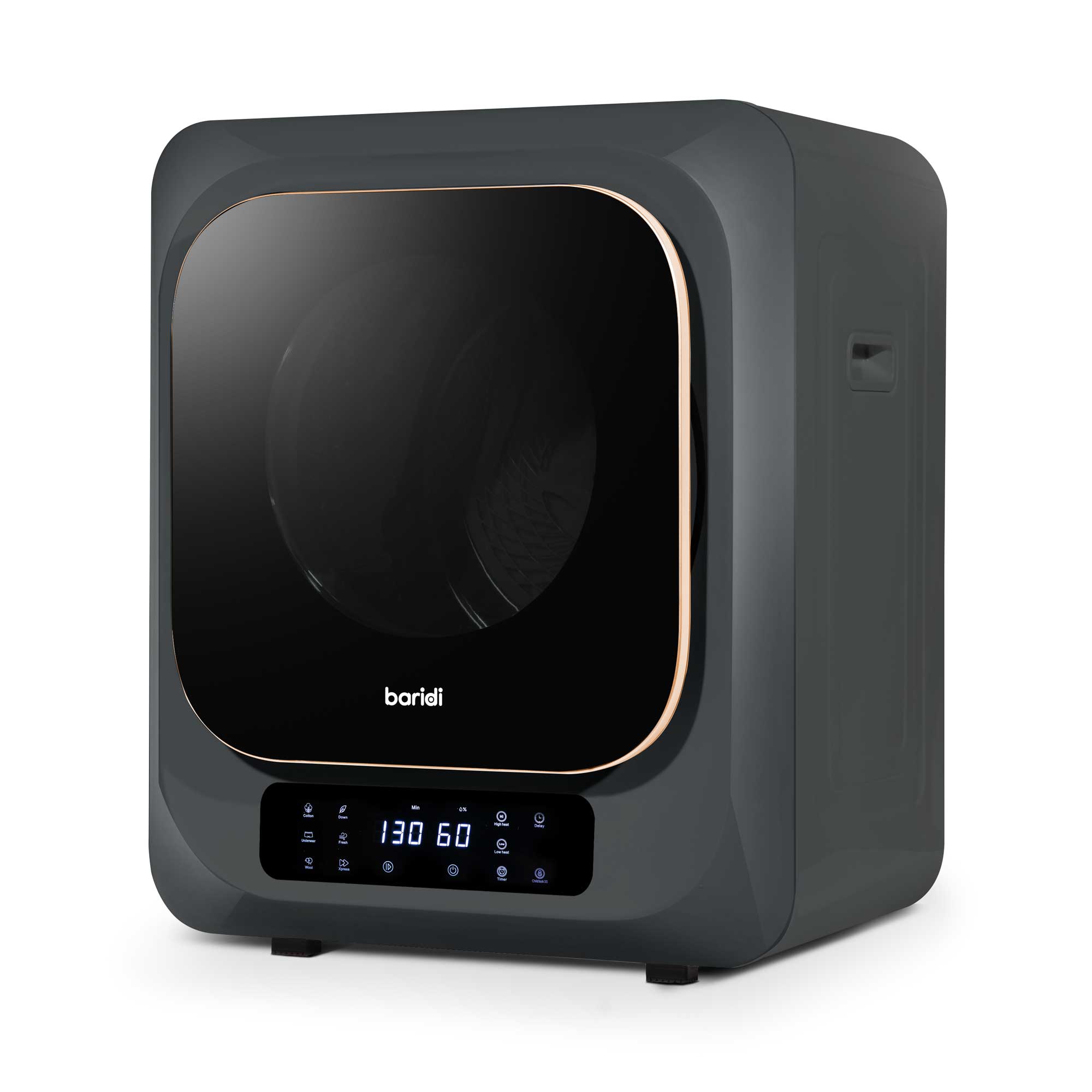 Baridi Mini Tabletop Tumble Dryer - 2.5kg Compact Clothes Dryer with Digital Controls & Wall Mount Brackets | Perfect for Apartments, Dorms, RVs & Small Spaces