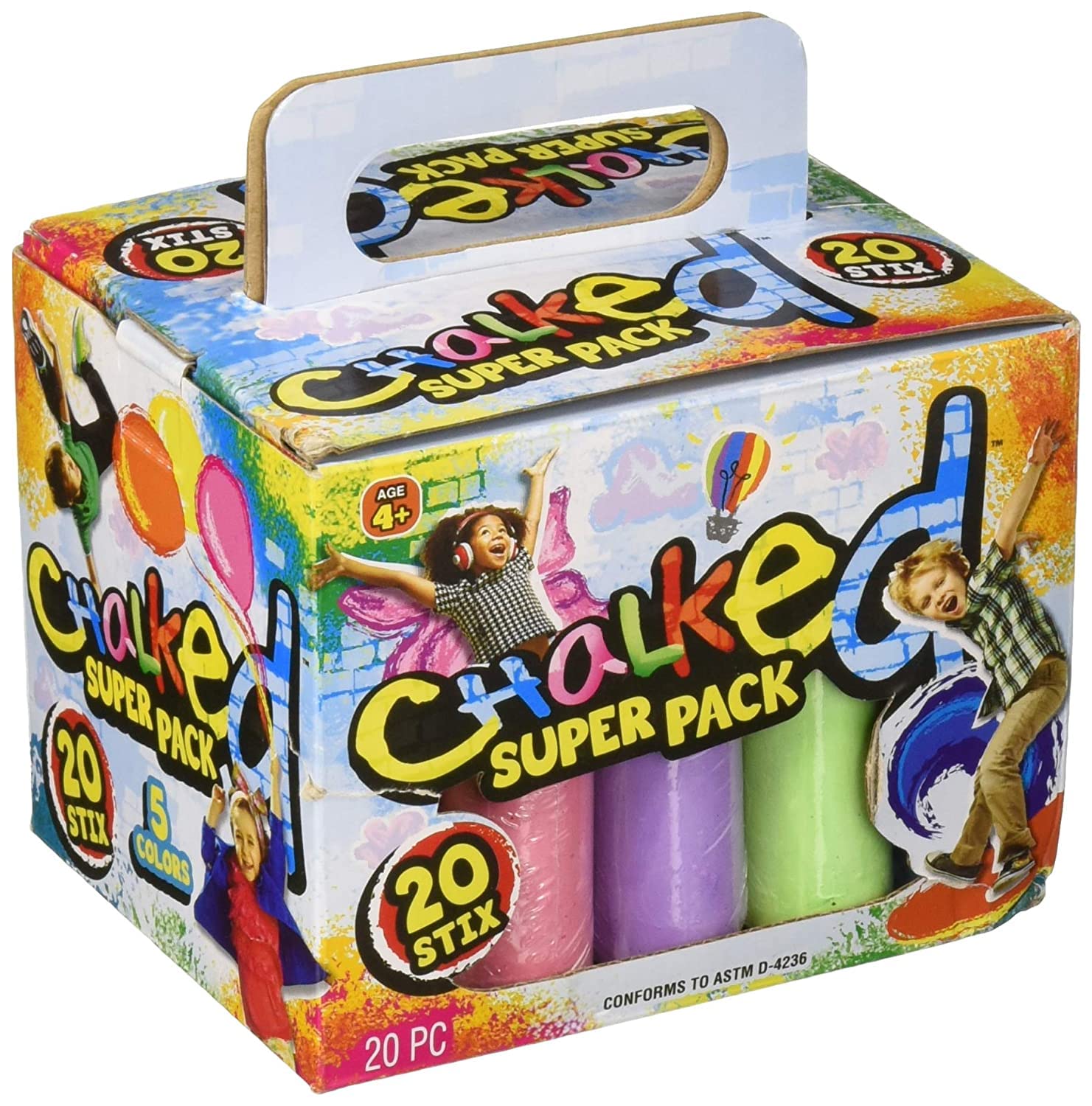 JA-RU JaRu Sidewalk Chalk 20 Pack - Non-Toxic, Vibrant Colors for Kids Outdoor Play, Drawing on Driveway, Patio & Playground - Perfect for Summer Activities & Creative Fun