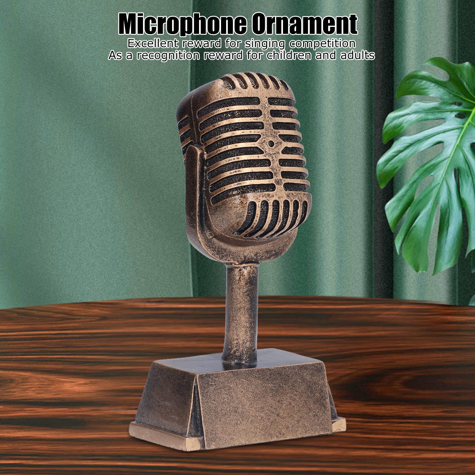 Natudeco Resin Microphone Ornament - Decorative Tabletop Singing Competition Trophy for Home & Office | Perfect for Karaoke Nights, Music Lovers & Gift Giving