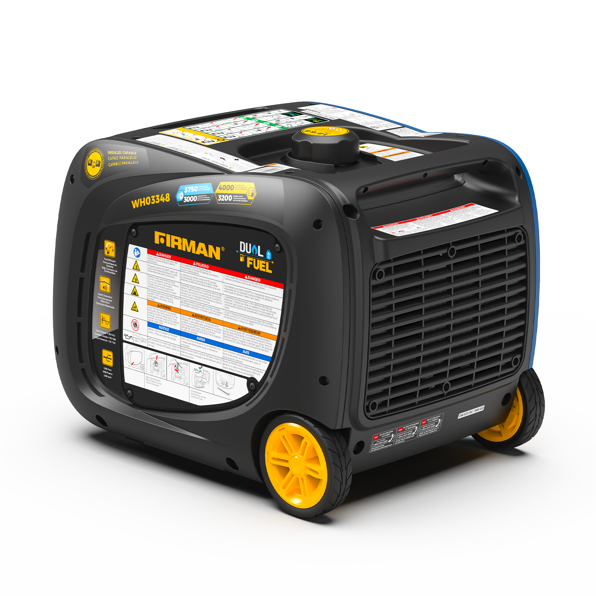 4000W Dual Fuel Inverter Generator with Electric Start & CO Alert - Portable Power for Camping, RV Trips & Emergency Backup