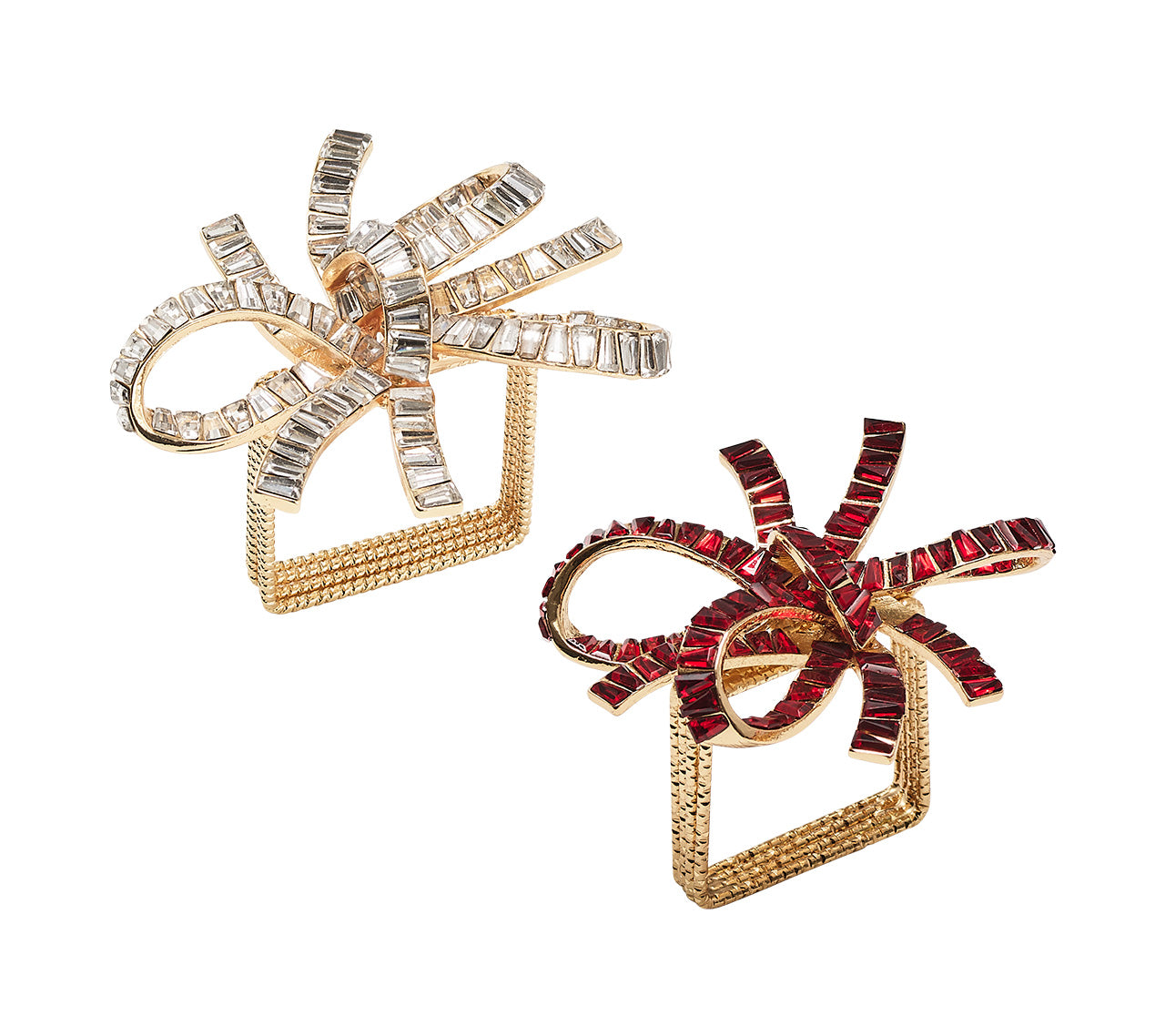 Elegant Jeweled Bow Napkin Rings Set of 4 - Perfect for Wedding, Party & Holiday Table Decor - Gift Box Included
