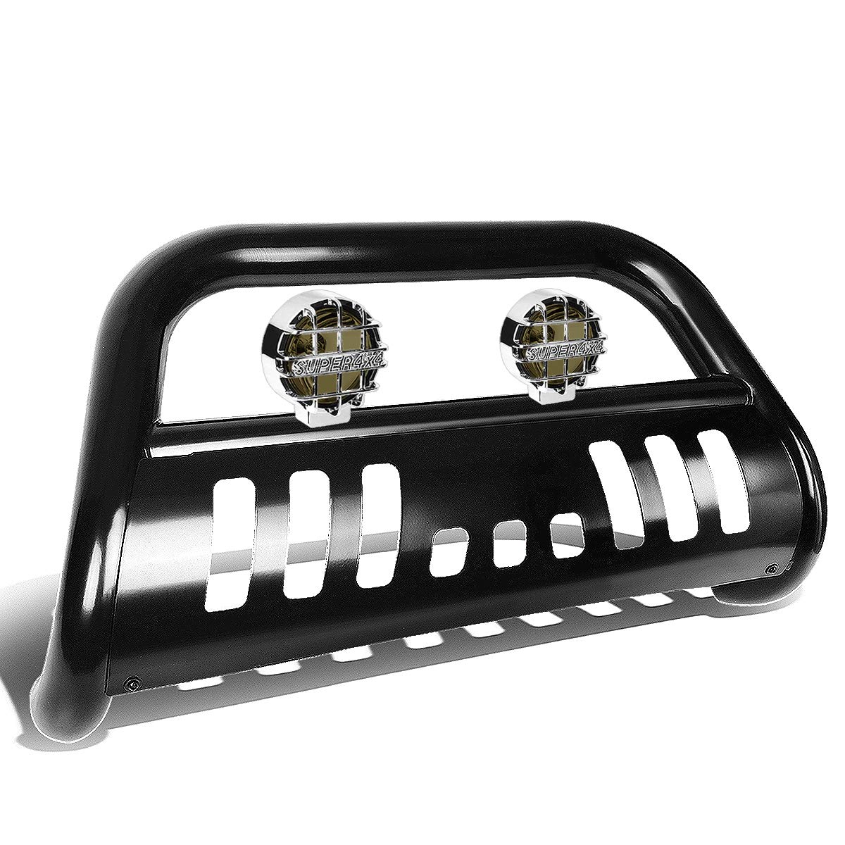 Tacoma 3 Inch Black Bull Bar with 6 Inch Chrome Housing Smoked Lens Fog Lights - Compatible with Toyota Tacoma Trucks - Off-Road & Night Driving Enhancement