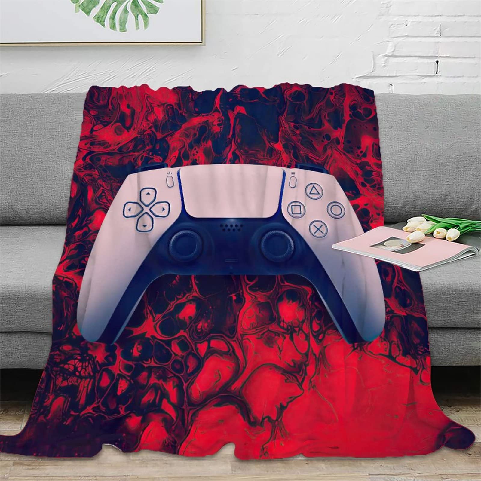 Soft Plush Fleece Video Game Controller Blanket for Boys & Kids - Super Cozy Lightweight Throw Blanket (50x60 Inch) - Perfect for Gaming, Bed, Couch & Sofa - Gamer Gift Idea