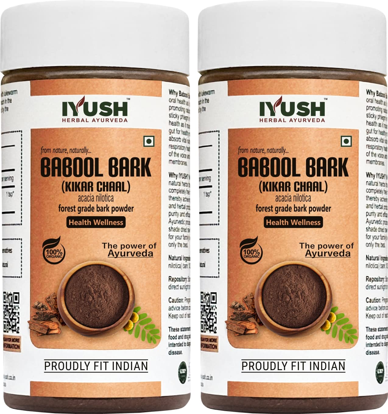 IYUSH Herbal Ayurveda Babool Chhal Powder - 100% Natural Acacia Bark Powder for Skin & Hair Care (Pack of 2 x 100g) - Perfect for DIY Face Masks, Hair Treatments & Ayurvedic Remedies