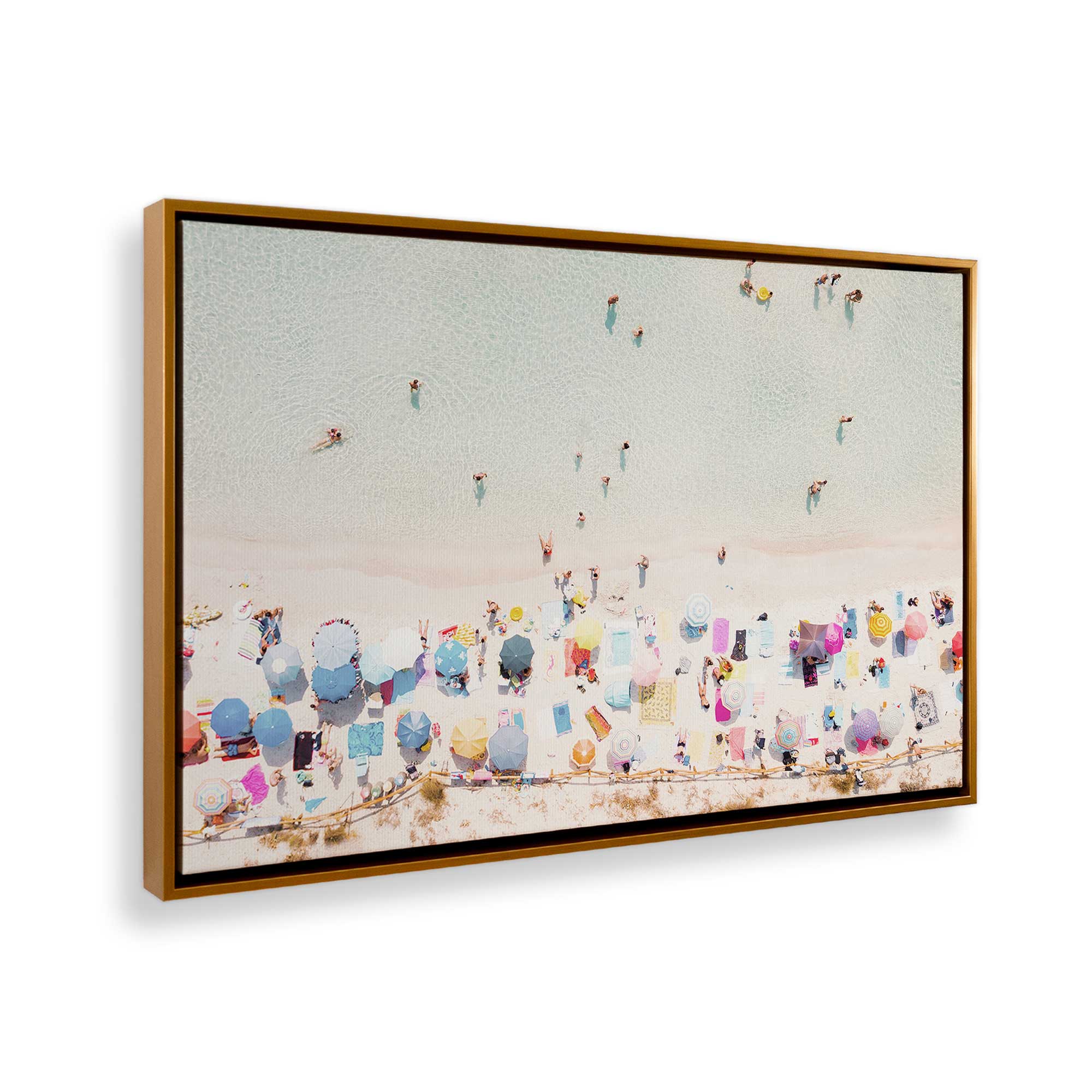 Vibrant Beach Umbrella Dance Canvas Wall Art - Tropical Coastal Decor for Living Room, Bedroom & Office