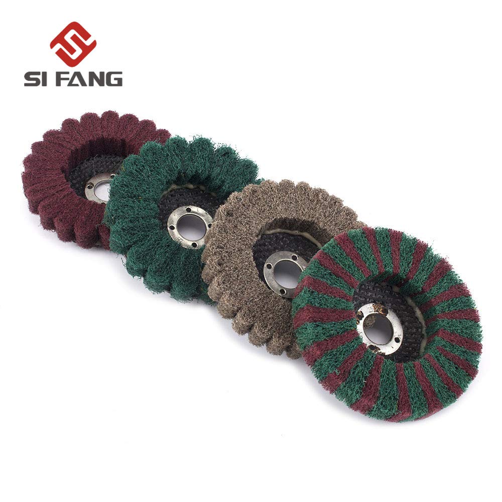4Pcs 4-Inch Nylon Fiber Flap Polishing Wheel Discs for Angle Grinder - Buffing & Polishing Kit for Metal, Wood & Automotive Surfaces - Perfect for DIY, Workshop & Professional Use