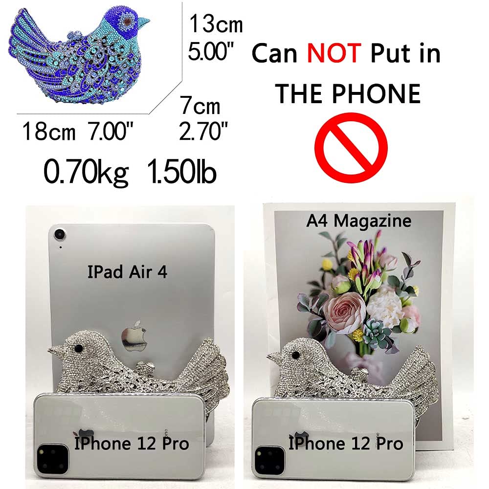 FGG Crystal Rhinestone Bird Clutch Bag for Women - Elegant Wedding Evening Purse, Party Handbag with Pigeon Design | Perfect for Prom, Cocktail Events & Special Occasions