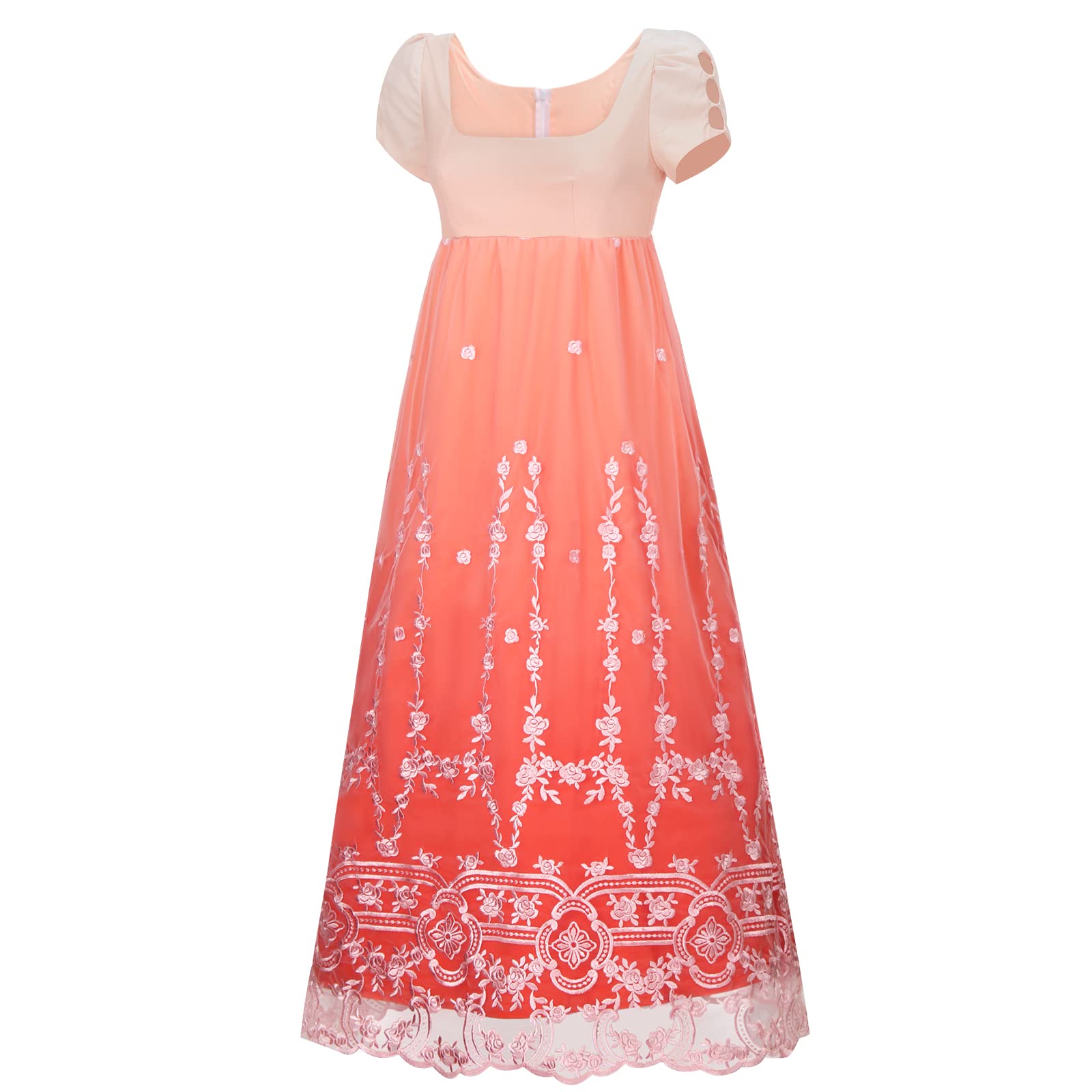 Edwina Sharma Cosplay Costume - Elegant Pink Floral Regency Dress for Women, High Waist Chiffon Gown with Gauze Skirt | Perfect for Bridgerton Themed Parties, Historical Reenactments & Costume Events