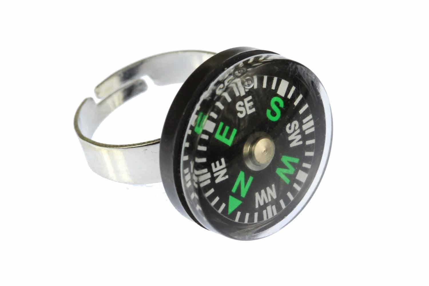 Miniblings Compass Ring - Portable Outdoor Navigation Tool for Camping, Hiking & Survival Gear | Perfect for Backpacking, Adventure Travel & Emergency Situations