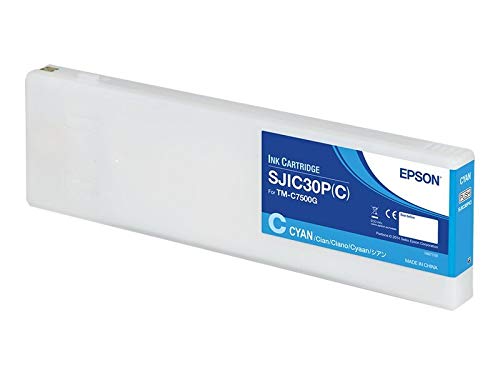Original SJIC30P (C) Gloss Cyan Ink Cartridge - High Quality Printer Ink for TM-C7500G Series | Perfect for Office Documents, Photo Printing & Professional Graphics
